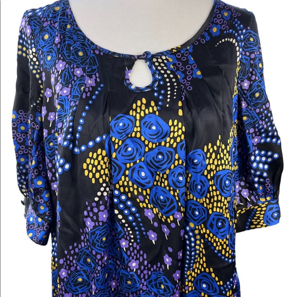 Calypso 100% Silk A Line Floral Dress Keyhole Front size Small - Picture 3 of 17